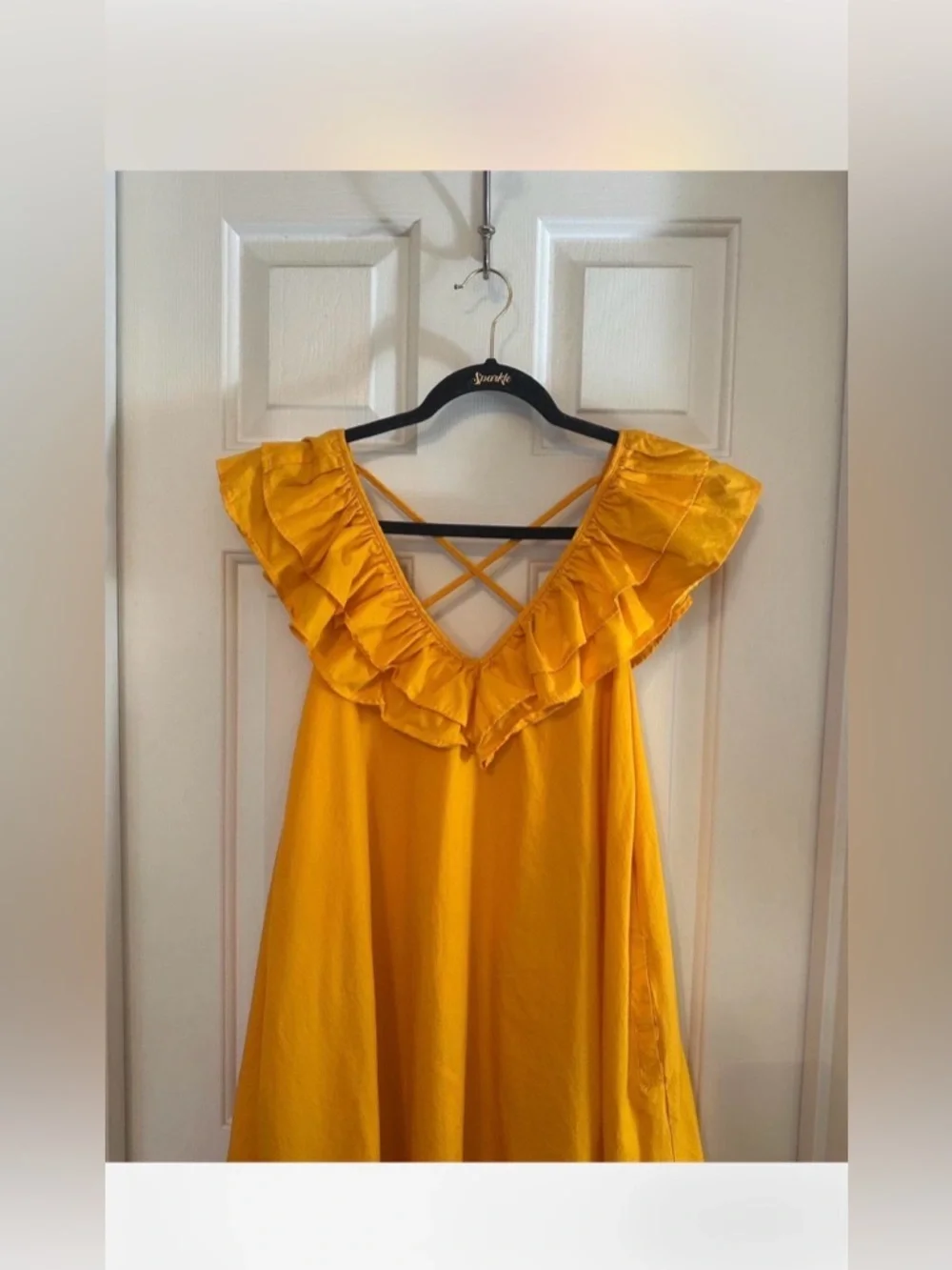 NWOT Maeve Sunrise Ruffle V-Neck Mini Dress - Yellow L - Picture 7 of 13